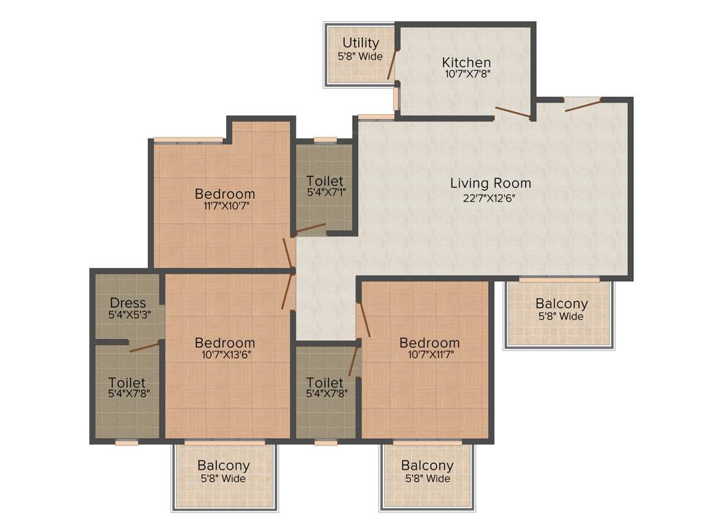 Adel Cosmo Court (3BHK+3T (1,750 sq ft) 1750 sq ft)
