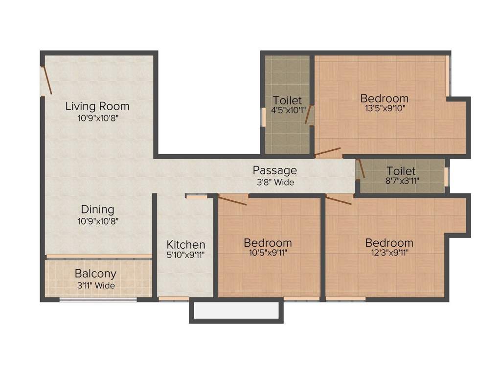 Isha Ashoka Heights (3BHK+3T (1,327 sq ft) 1327 sq ft)