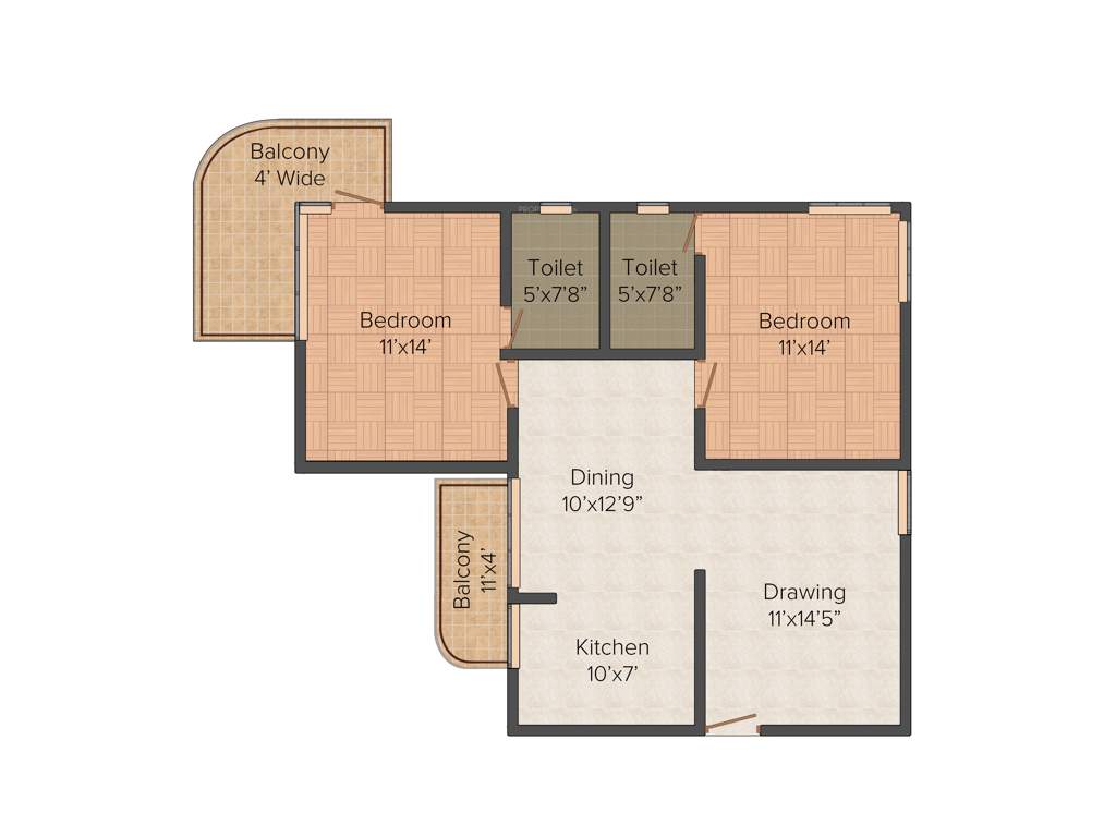 Forte The Olive Spire (2BHK+2T (1,388 sq ft) 1388 sq ft)