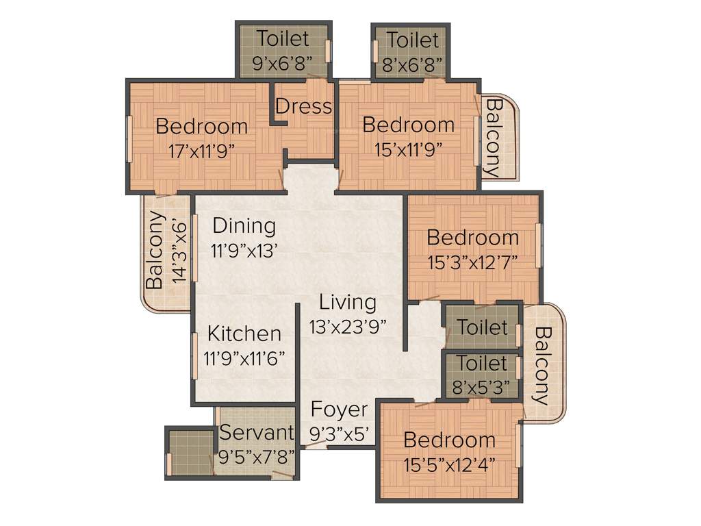 Forte The Olive Spire (4BHK+4T (3,205 sq ft) 3205 sq ft)