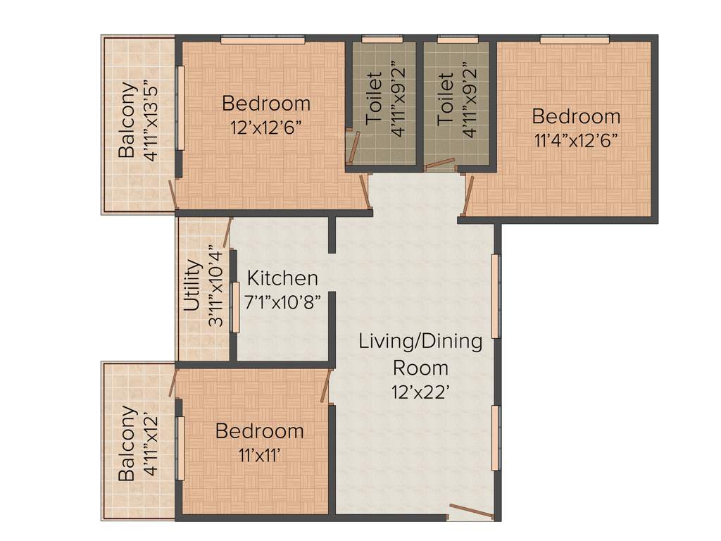 Ahad Silver Pearl (3BHK+3T (1,338 sq ft) 1338 sq ft)