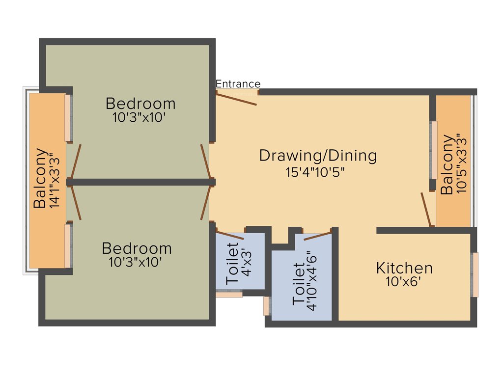 Krish City Phase 2 (2BHK+2T (790 sq ft) 790 sq ft)