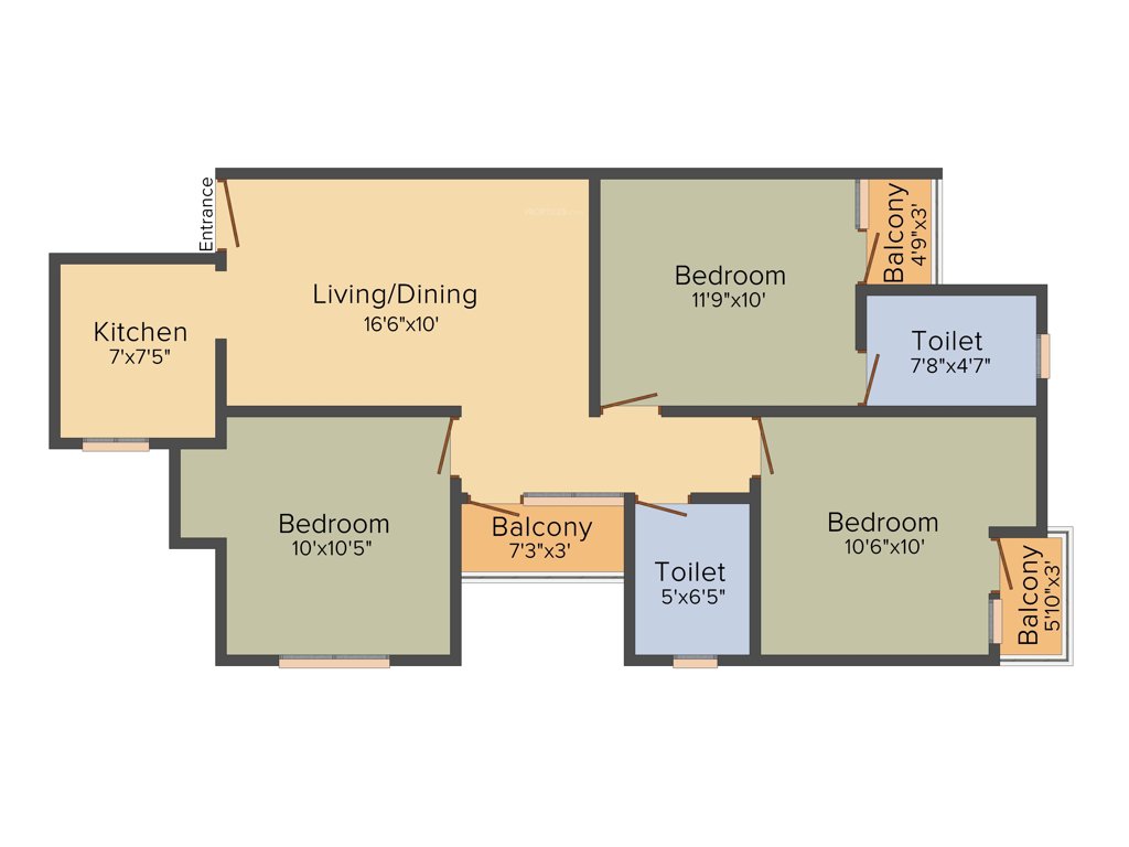 Krish City Phase 2 (3BHK+2T (975 sq ft) 975 sq ft)