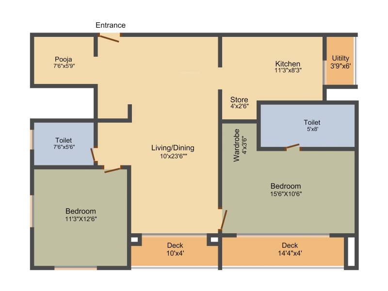 Lodha Meridian (2BHK+2T (1,476 sq ft) + Pooja Room 1476 sq ft)