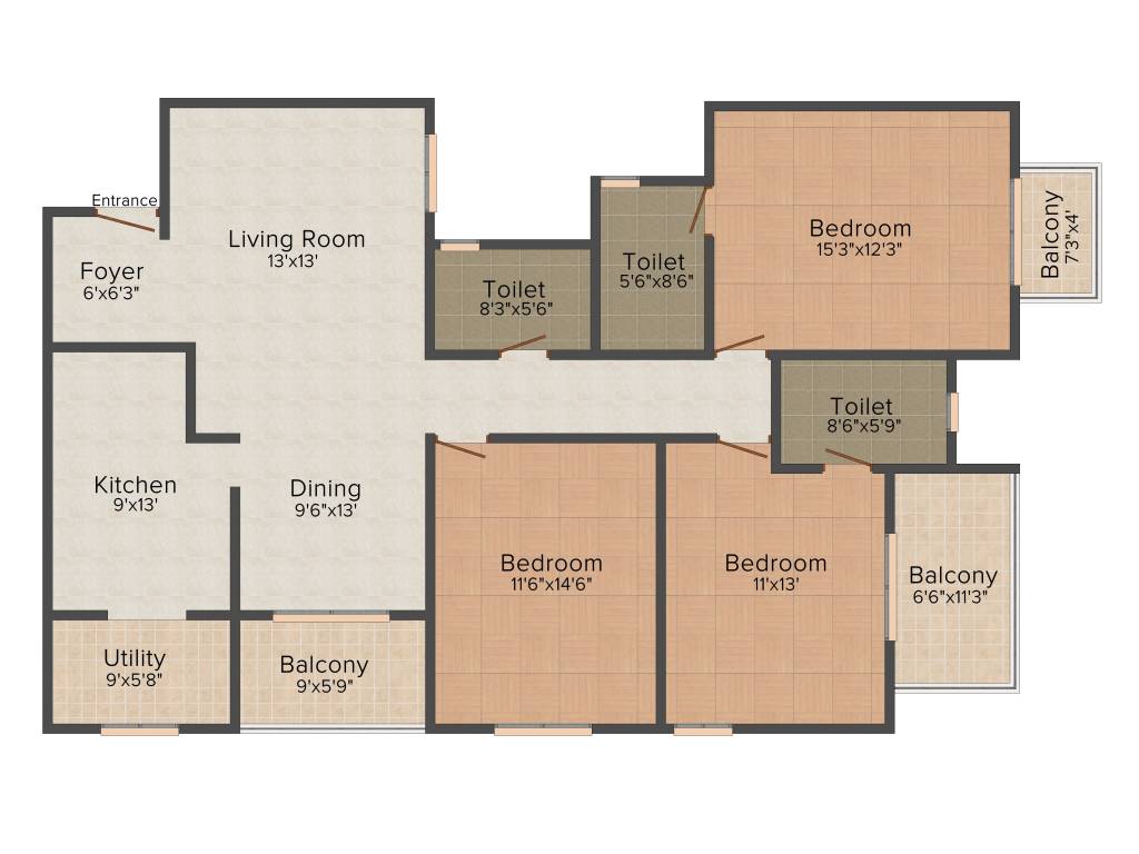 Esteem Splendor II (3BHK+3T (1,910 sq ft) 1910 sq ft)