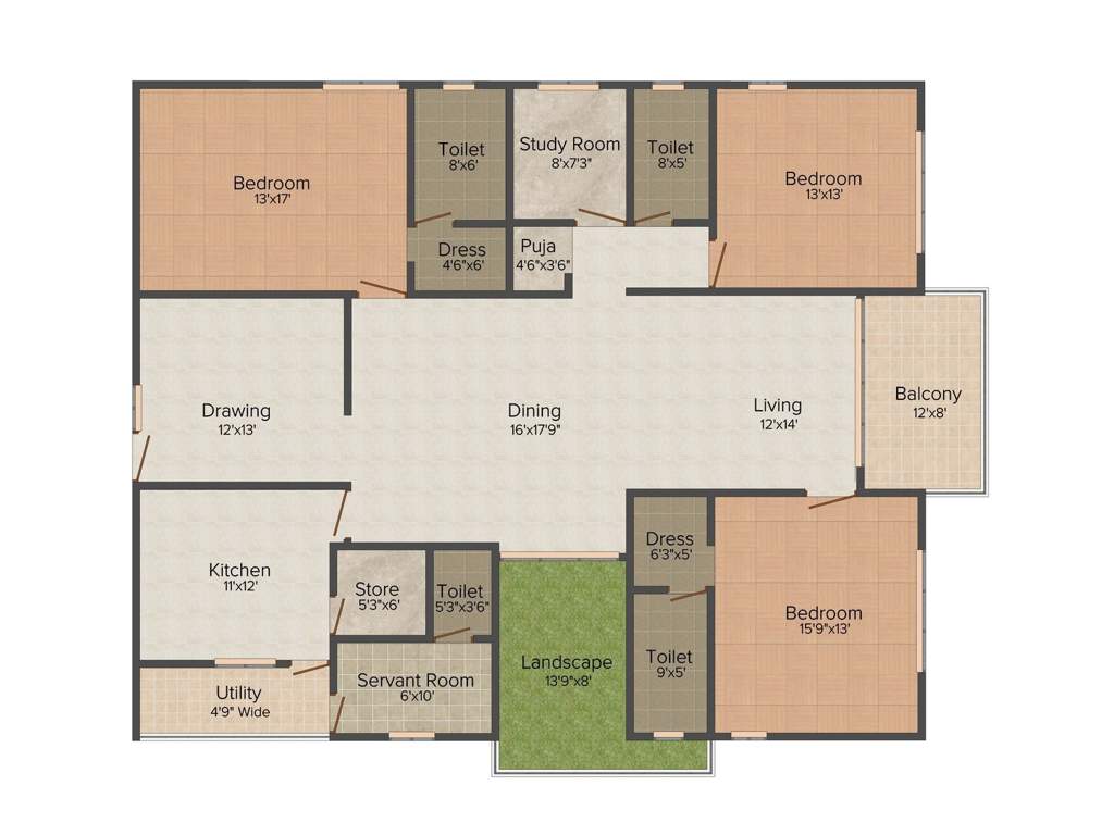 Shanta Fortune Icon (3BHK+4T (2,845 sq ft)   Study Room 2845 sq ft)