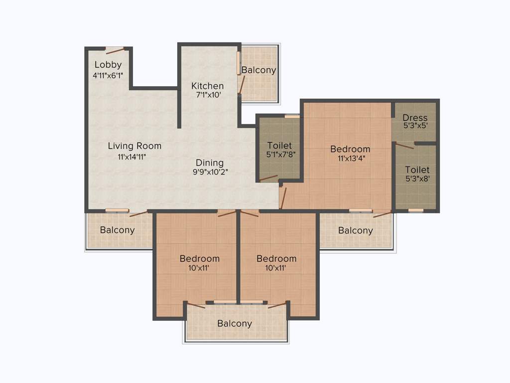 BS Vaibhav Heritage Height (3BHK+2T (1,450 sq ft) 1450 sq ft)