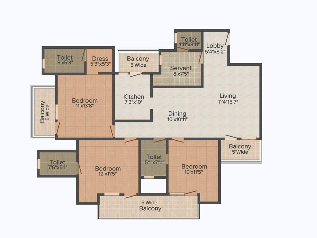 BS Vaibhav Heritage Height (3BHK+4T (1,800 sq ft)   Study Room 1800 sq ft)