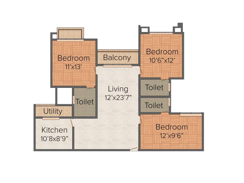 Dugar Lake Dugar (3BHK+3T (1,629 sq ft) 1629 sq ft)