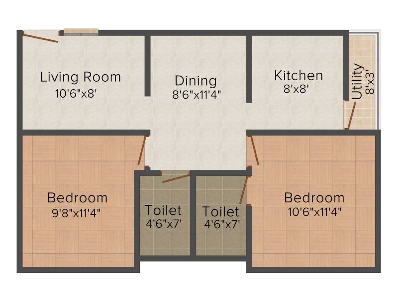 Crescent Hill View (2BHK+2T (1,060 sq ft) 1060 sq ft)