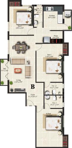 India Sai Krupa (3BHK+3T (1,520 sq ft)   Pooja Room 1520 sq ft)