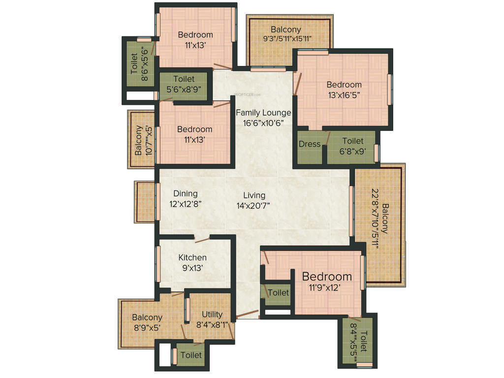 Alpha Gurgaon One 84 (4BHK+4T (3,194 sq ft) + Study Room 3194 sq ft)