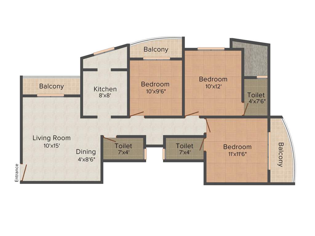 9 Square Vasudev Planet (3BHK+3T (1,295 sq ft) 1295 sq ft)
