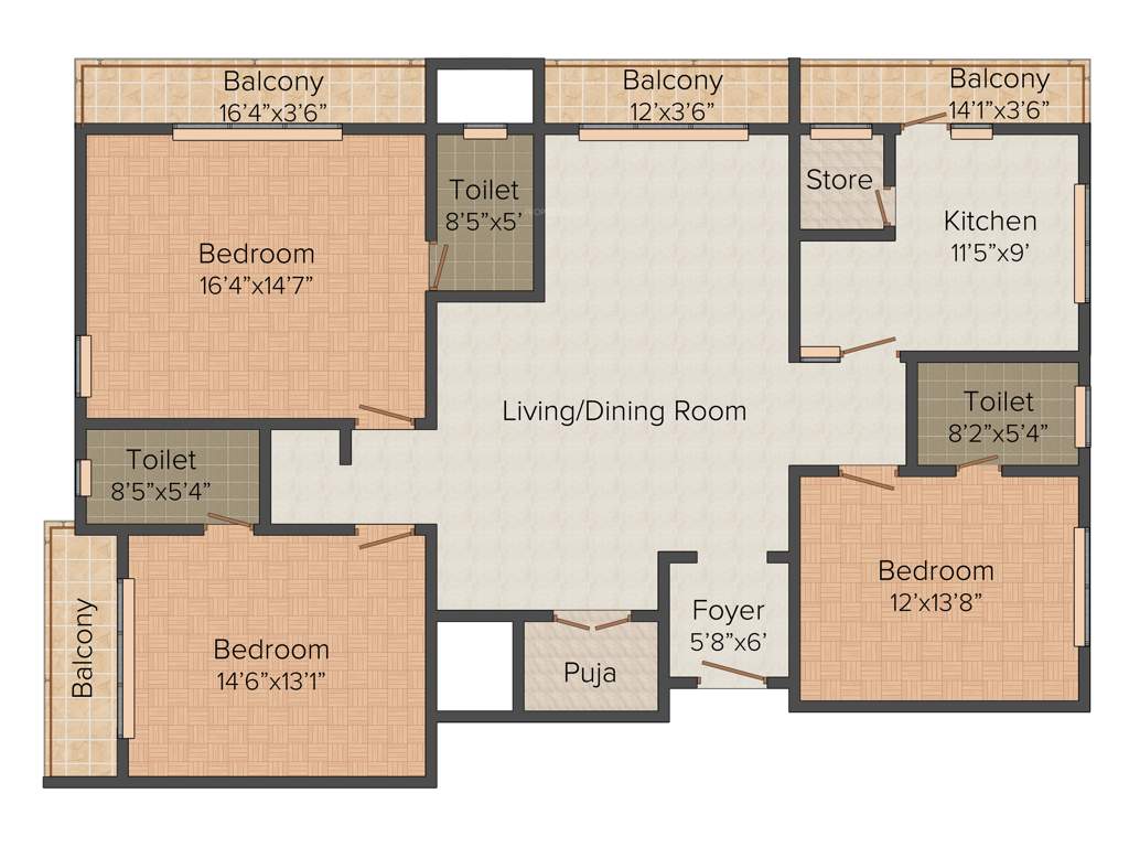 Indus Oasis (3BHK+3T (2,250 sq ft) 2250 sq ft)