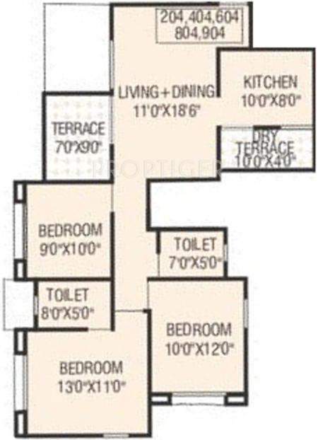 Sankalp Shree Vitthal Heritage (3BHK+2T (1,300 sq ft) 1300 sq ft)
