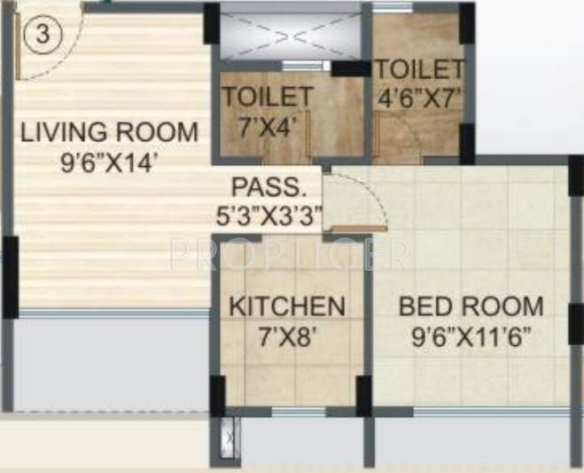 Poonam Avenue (1BHK+2T (640 sq ft) 640 sq ft)