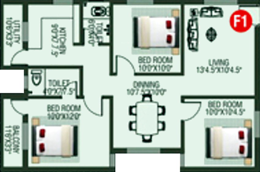 SRM Raksha (3BHK+2T (1,063 sq ft) 1063 sq ft) SRM Raksha (3BHK+2T (1,063 sq ft) 1063 sq ft)