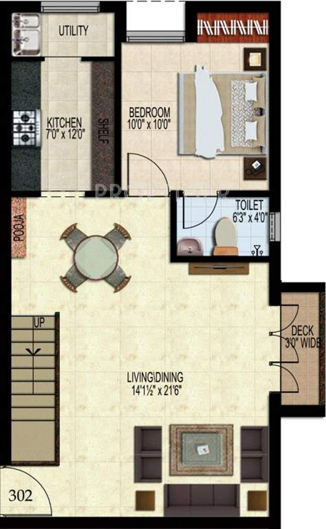 Green Leaves Estates Mulberry (3BHK+3T (1,579 sq ft)   Pooja Room 1579 sq ft)