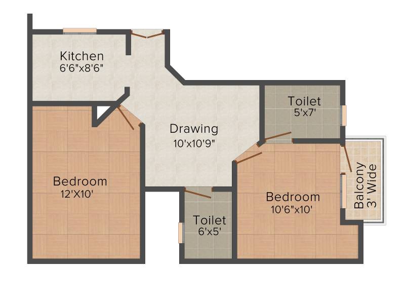 Bliss Saraswati Apartment (2BHK+2T (795 sq ft) 795 sq ft)