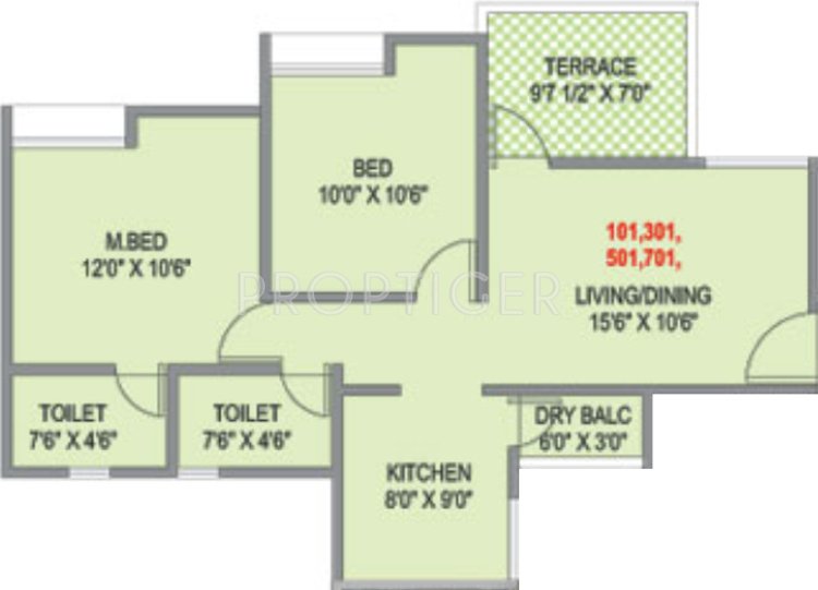 F5 Green County (2BHK+2T (904 sq ft) 904 sq ft)