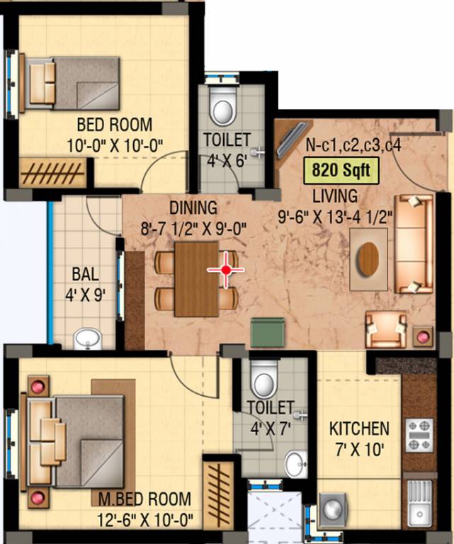 Khurinji Zinnia (2BHK+2T (820 sq ft) 820 sq ft) Khurinji Zinnia (2BHK+2T (820 sq ft) 820 sq ft)