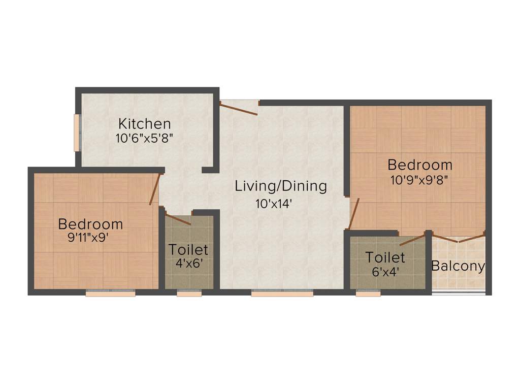 SRM Builders Kausthub 2BHK+2T (826 sq ft)