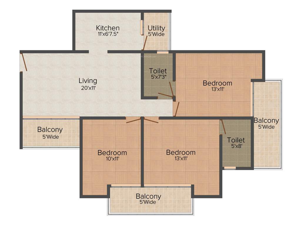 AMR Krishna Apartment (3BHK+2T (1,500 sq ft) 1500 sq ft)