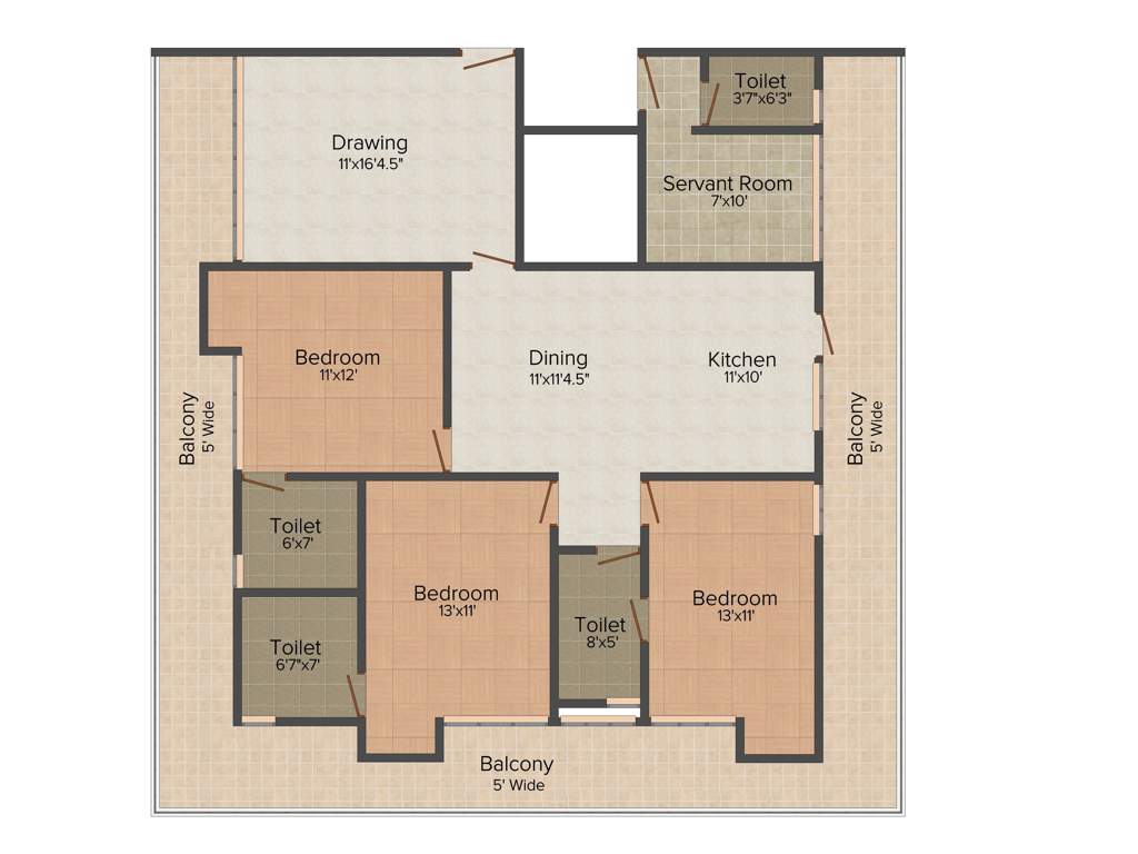 AMR Krishna Apartment (3BHK+4T (2,150 sq ft)   Servant Room 2150 sq ft)