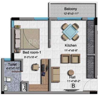 BBCL Navarathina (1BHK+1T (612 sq ft) 612 sq ft)