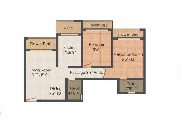 Dimples La Bellezza (2BHK+2T (935 sq ft) 935 sq ft)