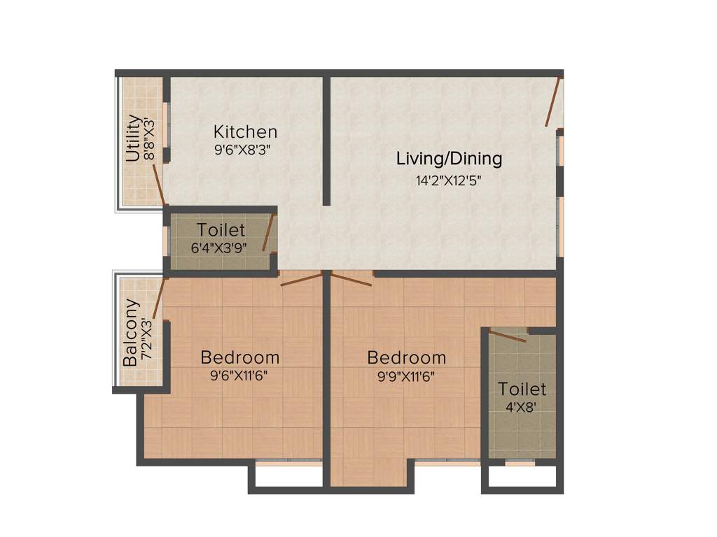 Haresh Saffron (2BHK+2T (850 sq ft) 850 sq ft)