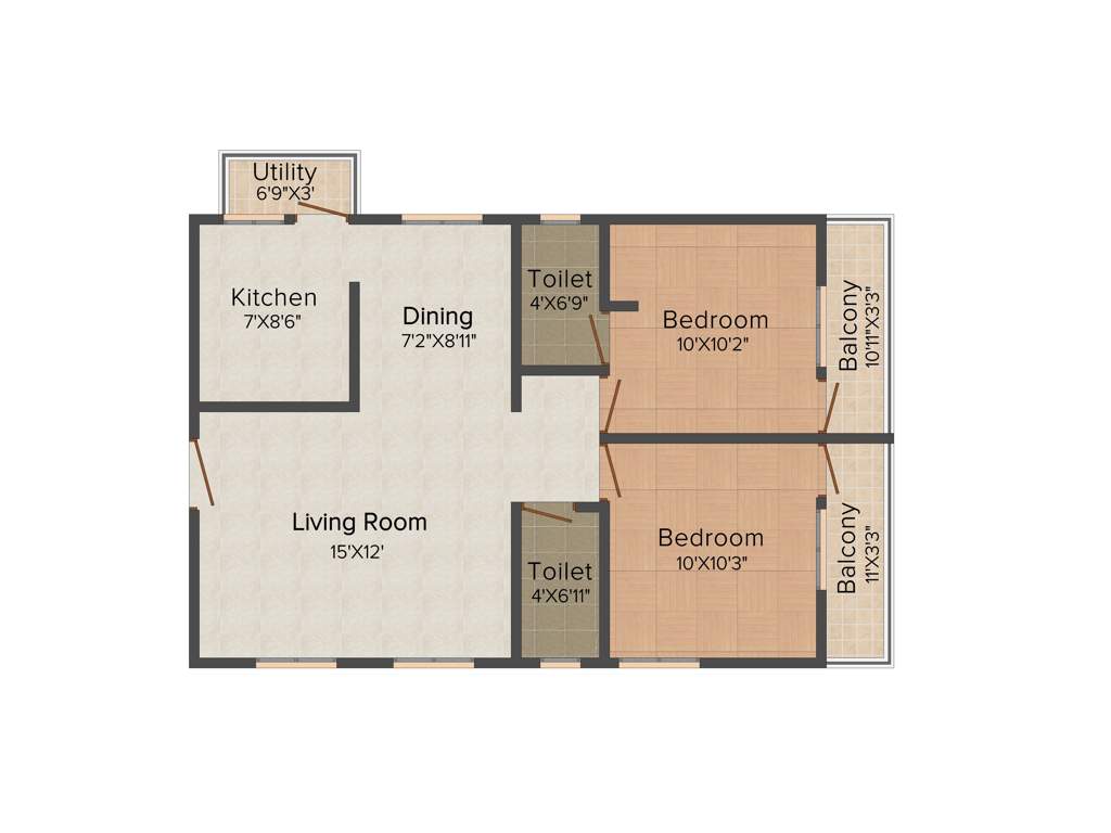 Haresh Saffron (2BHK+2T (950 sq ft) 950 sq ft)