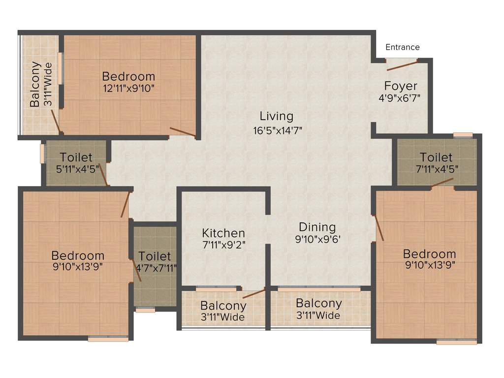 Navin Whiteberry (3BHK+3T (1,480 sq ft) 1480 sq ft)