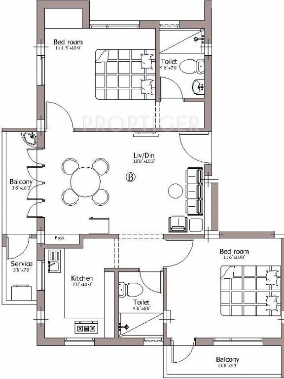 Pushkar Sai Nivas (2BHK+2T (1,200 sq ft) 1200 sq ft)