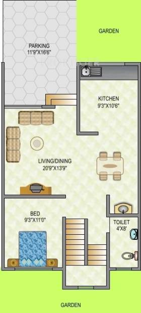 Manav Silver Winds Phase 1 Ground Floor Plan (3BHK+3T)