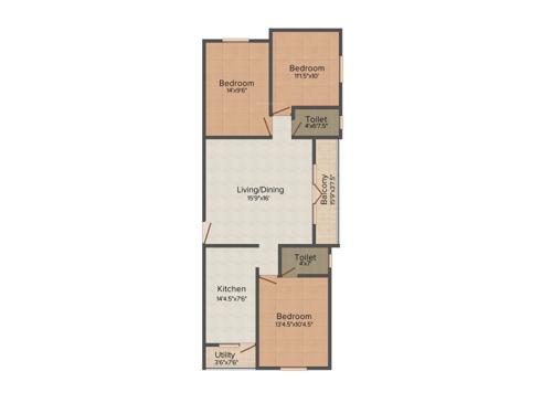 Colorhomes Color Bloom (3BHK+2T (1,257 sq ft) 1257 sq ft)