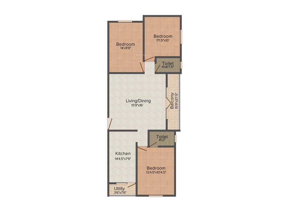 Colorhomes Color Bloom (3BHK+2T (1,257 sq ft) 1257 sq ft)