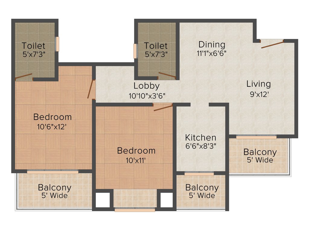 Radhey Casa Greens 1 (2BHK+2T (1,050 sq ft) 1050 sq ft)