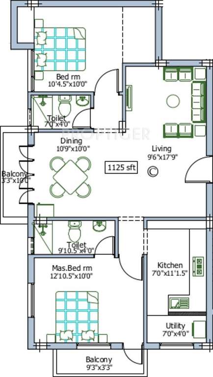 Pushkar Sree Renuga Kudil (2BHK+2T (1,125 sq ft) 1125 sq ft)