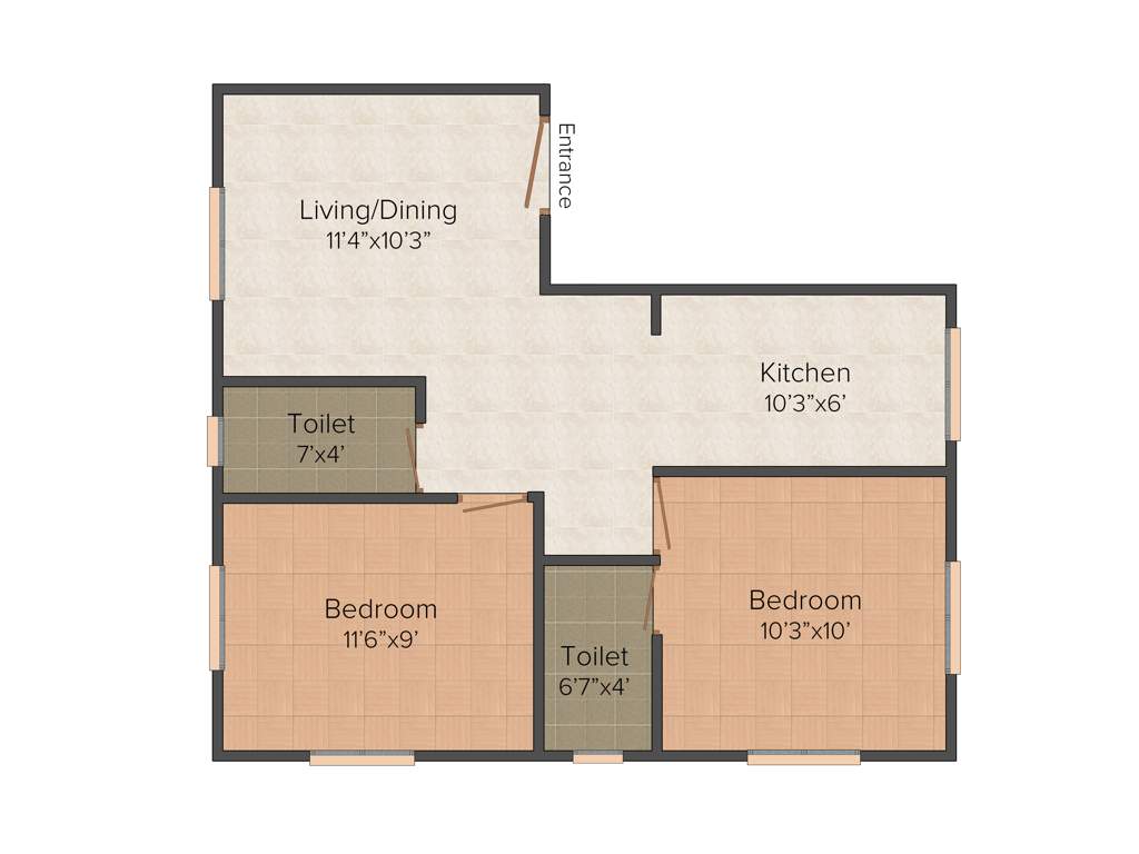 Rajni Saathvika (2BHK+2T (726 sq ft) 726 sq ft)