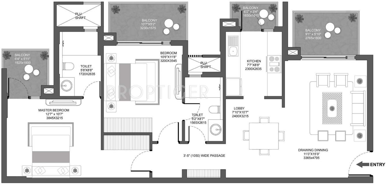 Godrej Oasis (2BHK+2T (1,307 sq ft) 1307 sq ft)