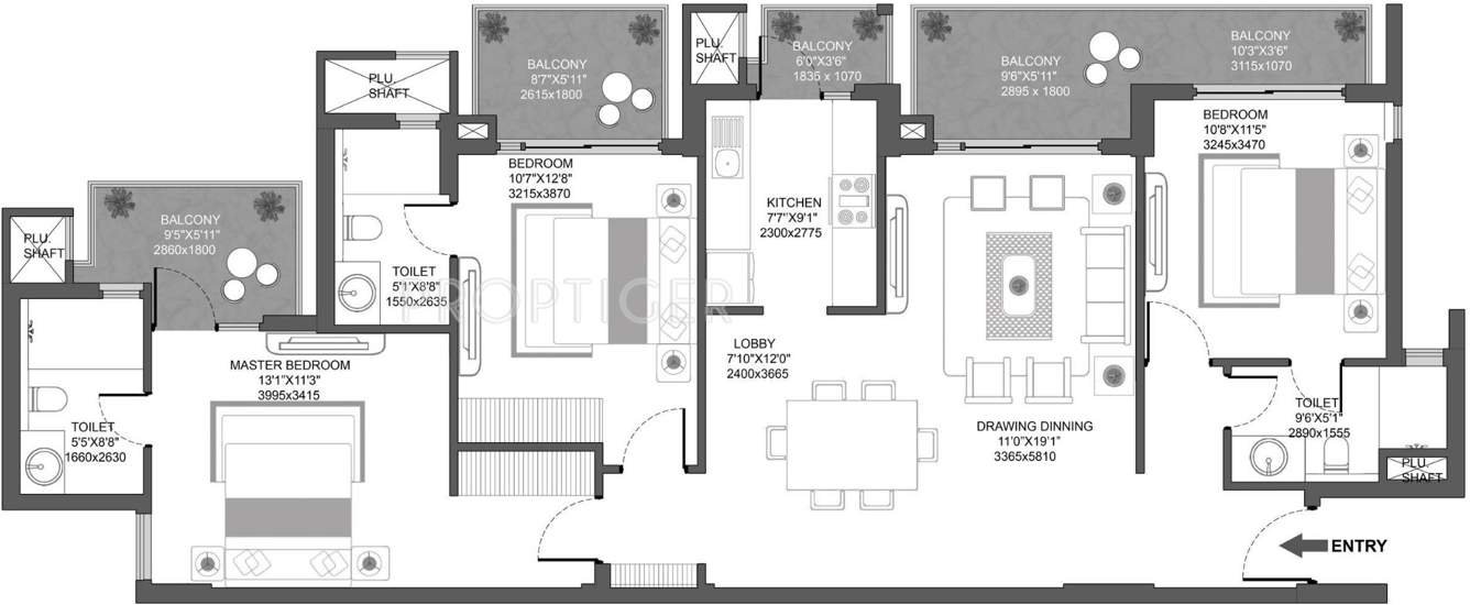 Godrej Oasis (3BHK+3T (1,791 sq ft) 1791 sq ft)