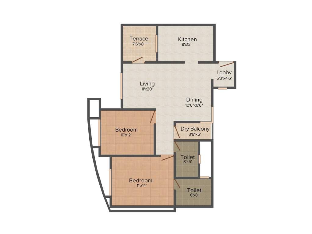 Madhuban Serene Spaces (2BHK+2T (1,115 sq ft) 1115 sq ft)