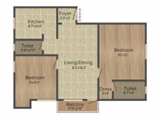 Pushkar The Next Blue (2BHK+2T (995 sq ft) 995 sq ft)