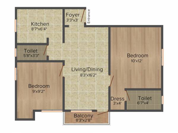 Pushkar The Next Blue (2BHK+2T (995 sq ft) 995 sq ft)