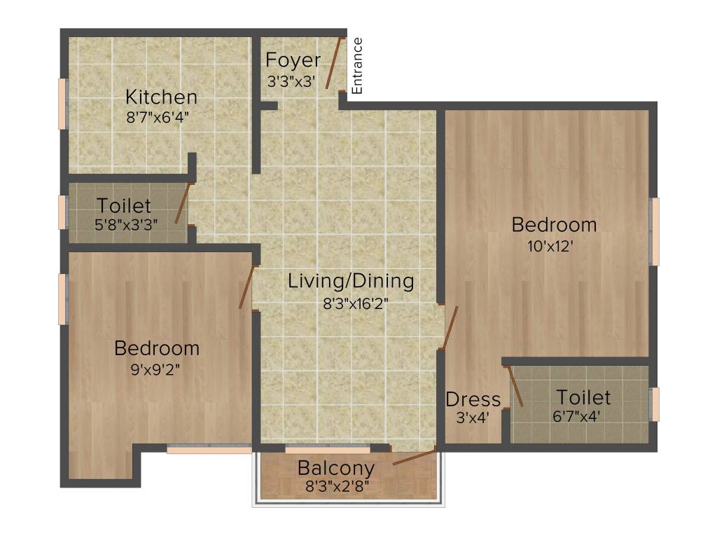 Pushkar The Next Blue (2BHK+2T (995 sq ft) 995 sq ft)