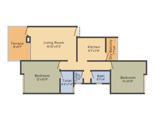 Shraddha Madhav Nilay (2BHK+2T (975 sq ft) 975 sq ft)