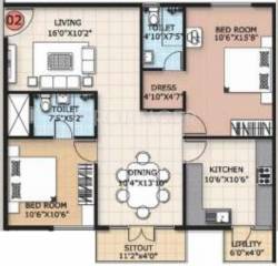 Trifecta Verdure (2BHK+2T (1,217 sq ft) 1217 sq ft)