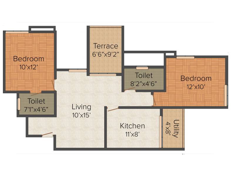 Alliance White Lily (2BHK+2T (939 sq ft) 939 sq ft)