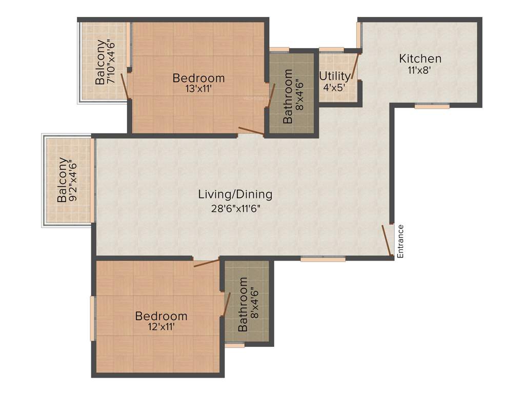 Unishire Atrium (2BHK+2T (1,224 sq ft) 1224 sq ft)